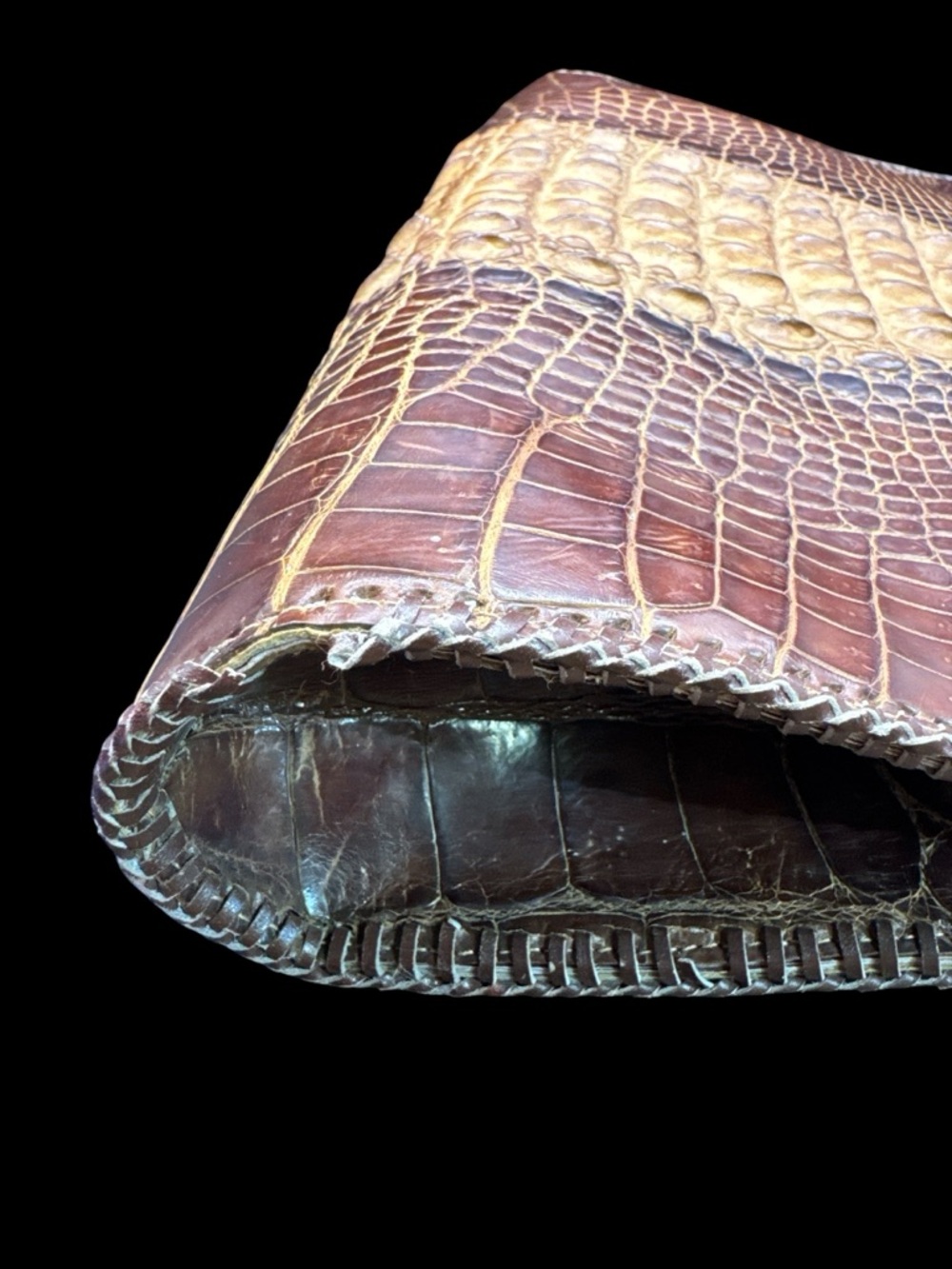 Vintage Crocodile Store Bangkok Crocodile Leather Clutch Purse 13” Genuine Croc - Picture 10 of 10